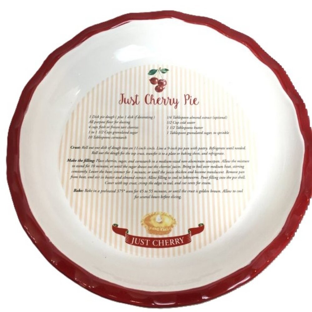 * Simply Homemade Pie Quiche Ceramic Dish Just Cherry